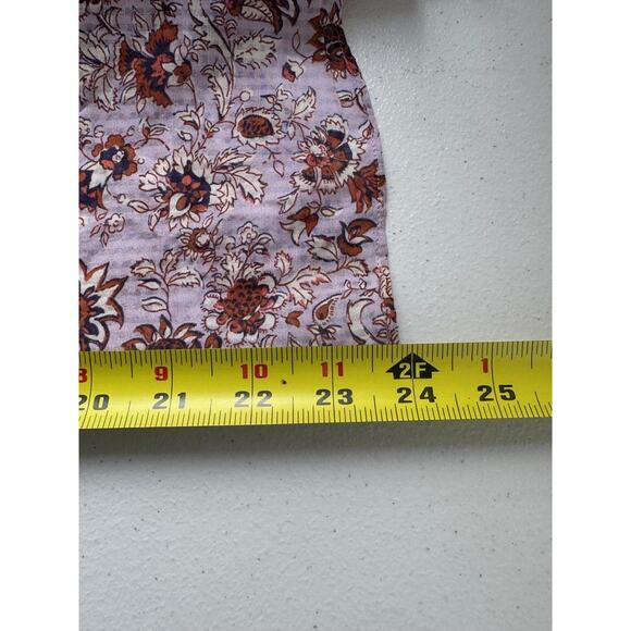 Veronica Beard Shirt Womens Medium Purple Floral Ruffle Long Sleeve Blouse - Picture 9 of 14